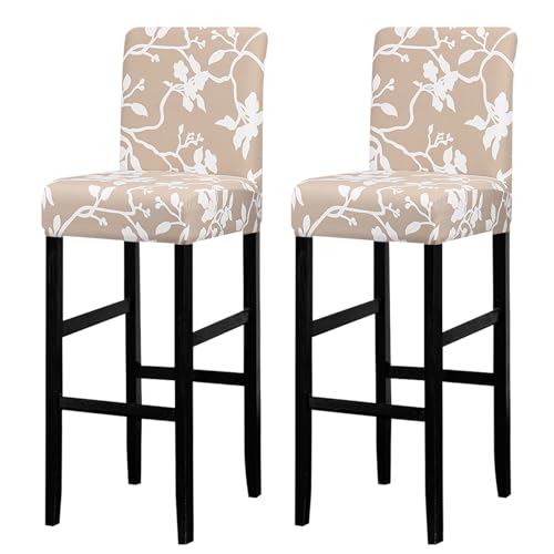 Image of Lellen Bar Stool Covers Set of 4- Jacquard Bar Stool Chair Cover with Backs,Barstool Covers Slipcovers,Stretch Barstool Seat Covers,Chair Protector Covers for Kitchen Dining Room Counter Island