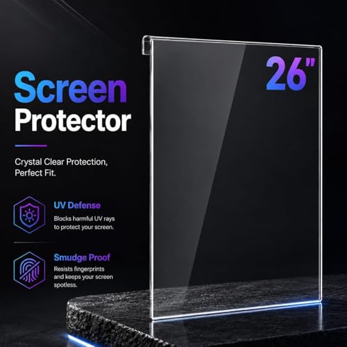 Image of ULTRAMAC 26 inch Vertical 3mm Acrylic TV Screen Guard | 9H Hardness | Scratch & Splash Resistant | ISO Certified Protection with Ultra HD Clarity