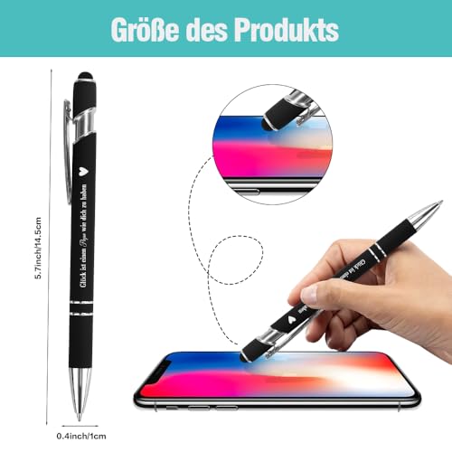 Kugelschreiber mit Gravur Stift Geschenke für Papa Geschenk Ostergeschenke Geburtstag Geburtstagsgeschenk Glücksstift Metall Schwarz Geschenke für Eltern Väter Stiefvater von Kinder Tochter Sohn