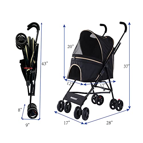 ROODO Dog Stroller Cat Stroller Pet Stroller Lightweight Compact Portable Jogger Umbrella Travel Pet Stroller for Small… - Image 3