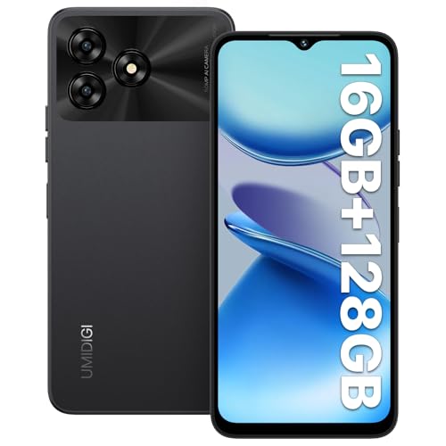 UMIDIGI 50MP Smartphone Ohne Vertrag, 16GB+128GB Android Handy, 6,6 Zoll HD+Display Phone, 5000mAh, Octa Core 4G Dual SIM-Free & Unlocked Mobile Phones, Fingerabdruck/Face ID/OTG/GPS (Schwarz)