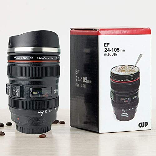 Camera Lens Coffee Mug With Lid, Travel Coffee Cup, Stainless Steel Insulated Tumbler Cup For Lovers Valentine's Day Gifts Creative Photographer Gifts Birthday Present #TOP5