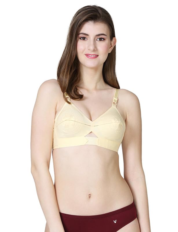 Image of VSTAR Queen U Black CLR Soft Cotton Bra for Women | Wirefree, Single Layered Seamed Cups | Adjustable Straps | Comfy Non Padded Bra 32 | Cool Grey