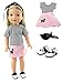 American Fashion World Light Pink 50`s Inspired Poodle Outfit for 14-Inch Dolls | 4 Piece Set | Premium Quality & Trendy Design | Dolls Clothes | Outfit Fashions for Dolls for Popular Brands