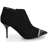  Fantasia Boutique® FLR296 Escada Faux Wildleder Damen Hose Schuhe Stiefeletten mit Absatz Clutch Tasche - Schwarz (Schuhe nur), 3 UK / 36 EU