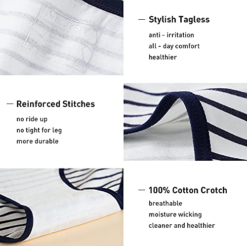 Innersy Girls Underwear Cotton Briefs Panties For Teens Pack Of 6(10-12 Years, 1 Stripe&5 Colors) #TOP3