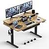 55 30 inches electric standing widened desk adjustable height with 4 drawers double storage shelves stand up desk home office workstation sit stand up desk rustic brown  urban country home decor