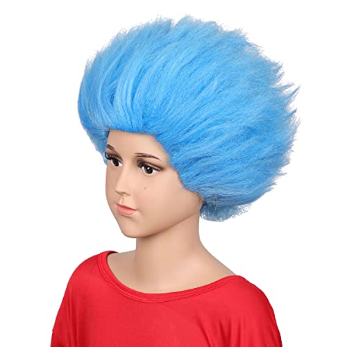 Fantalook Short Blue Fluffy Cosplay Wig For Funny Costume For Halloween thumb #1