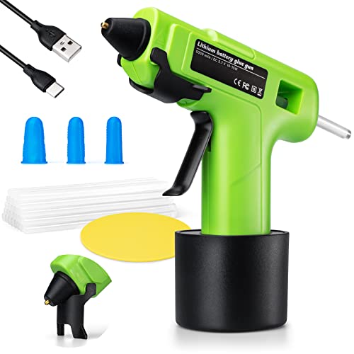 Cordless Hot Glue Gun, 15s Fast Preheating Cordless Glue Gun with 30PCS Glue Sticks, Smart Power-Off Glue Gun Kit, Hot Melt Glue Gun Built-in 5000 mAh Lithium-ion for Arts, Crafts, DIY and Festival
