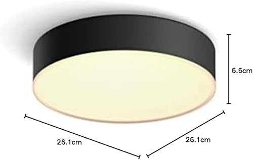 Philips Hue White Ambiance Enrave Deckenleuchte S schwarz 950lm inkl. Dimmschalter, dimmbar, alle Wei&szlig;schattierungen, steuerbar via App, kompatibel mit Amazon Alexa (Echo, Echo Dot)