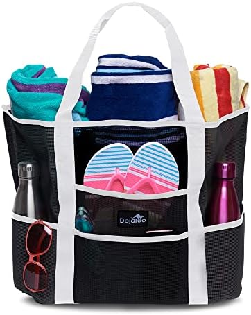 Dejaroo Mesh Sand Free Bag - Strong Lightweight Bag For Beach & Vacation Essentials. Tons of Storage!