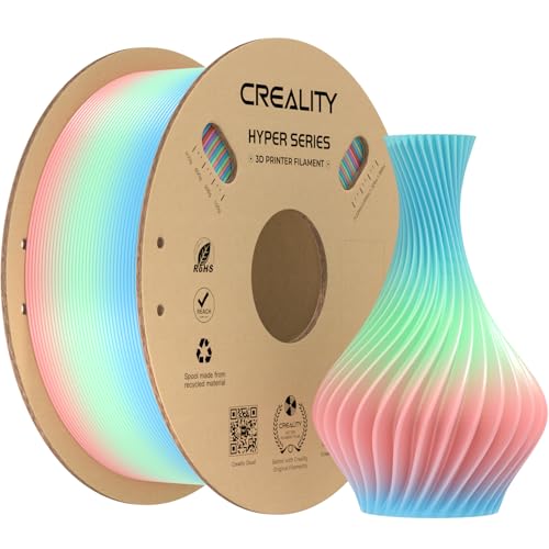 Image of Creality Hyper Rainbow PLA Filament 1.75mm, Multicolor Gradient PLA for High-Speed Printing 30-600mm /s, Smooth Extrusion, Dimensional Accuracy + /- 0.03mm Accuracy (Spring Lake)