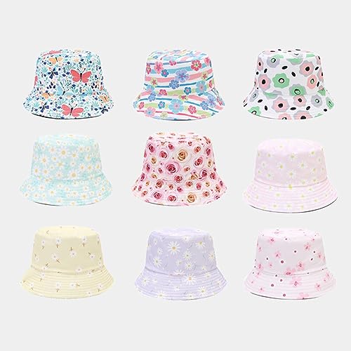 Women Girls Reversible Fishing Fisherman Bucket Hat Summer Travel Beach Floral Leaf Sun Hat2