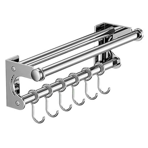 Soporte para utensilios de cocina, soporte para sastre montado en la pared, soporte para recetas de acero inoxidable con ganchos, estante de almacenamiento para cocina, soporte para cuchillos