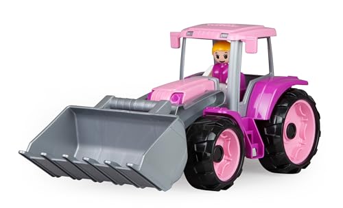Lena 04452 TRUXX Traktor Pink mit Frontschaufel, Fahrzeug ca. 34 cm, Trecker mit Baggerschaufel und vollbeweglicher Spielfigur, Spielfahrzeug für Mädchen ab 2 Jahre in rosa, lila