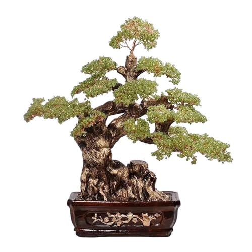 Borddekoration Crystal Gemstone Bonsai Tree, Feng Shui Wealth Fortune och Luck dekorationer Tur(Green)