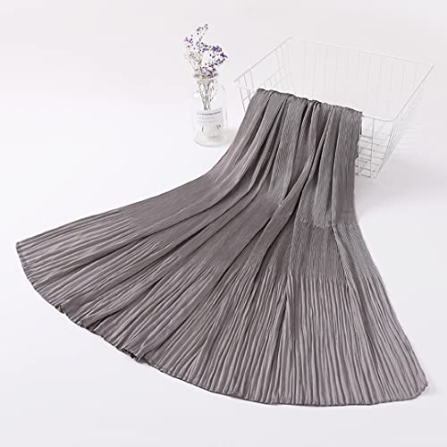 XYGJZ 2pcs Set Scarves Women Chiffon Summer Solid Color Shawls Headband Hijabs Scarf Pleated Crinkled Satin Wrap3