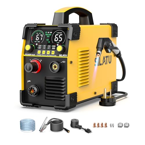SILATU CNC Plasma Cutter Machine, 65Amp Blow Back Pilot Arc Air Sensor Technology, Large Screen Display, 110V/220V Dual Voltage Non-Touch CNC Plasma Cutting Machine, 16mm Clean Cutting Thickness