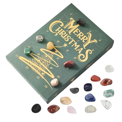 Generico - Calendrier 'Avent De Noël 2024 Adolescents - Ornement Pour Le Compte À Rebours De Noël | Calendrier 24 Jours | Calendrier 2024 De Fossiles De Minéraux De Pierre D'Agate De Naturel