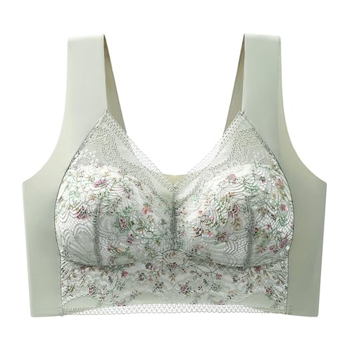 Sujetador de sujeción frontal, tirantes ajustables, color sólido, cobertura completa, brasier para dormir, deportes, fitness, yoga, entrenamiento, uso diario, ropa interior suave y cómoda, verde, XL