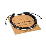Bracelets for Mens Gifts, Adjustable Leather Bracelet Gifts for Him Always and Forever Morse Code Bracelets for Mens Jewelry Anniversary Birthday Christmas Gifts for Best Friends BFF Boyfriend Husband