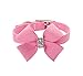 BINGPET BA2042 Bow Tie Crystal Boy Girl Dog Collar Designer Fancy Bling Rhinestone Collars for Dogs, Pink S