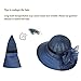 Women Kentucky Organza Derby Hat - Bridal Wedding Church Tea Party Wide Brim Summer Sun Cap Navy Blue