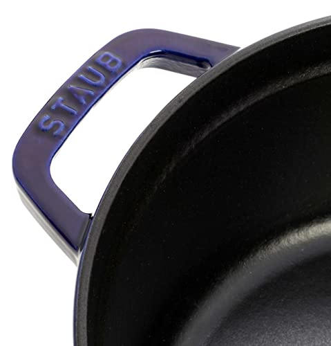 Image of Staub Cast Iron 4-qt Round Cocotte with Glass Lid - Dark Blue