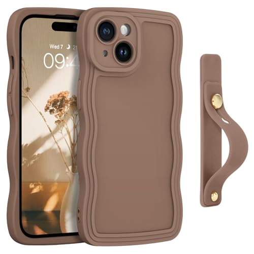 Coque ondulée iPhone 15 marron idéale pour sécuriser vos photos en voyage