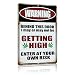 Yniaun Decor Funny Weed Decor Vintage Marijuana Metal Tin Signs Man Cave Stoner Room Wall Decor Gifts/Stuff 12 X 8 Inches WARNING Behind This Door I May Be GETTING HIGH - Enter At Yor Own Risk