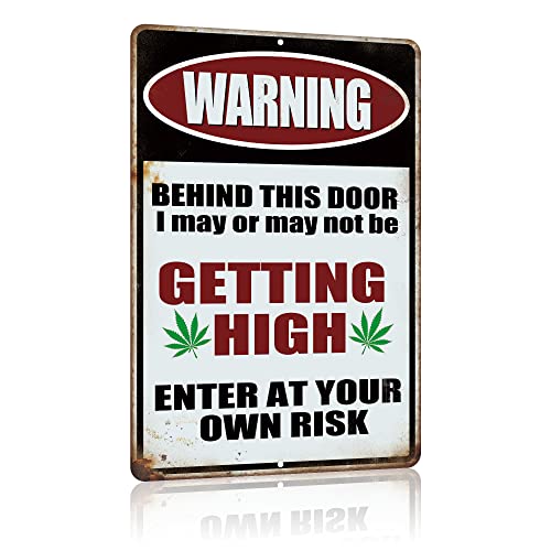 Yniaun Decor Funny Weed Decor Vintage Marijuana Metal Tin Signs Man Cave Stoner Room Wall Decor Gifts/Stuff 12...