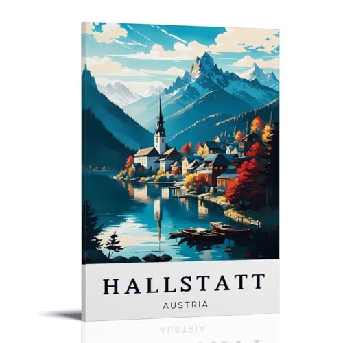 Poster Autriche Hallstatt décoration murale pour chambre et salon cosy