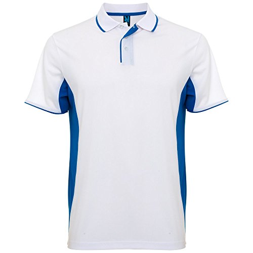ROLY Polo técnico de Hombre Montmelo, Blanco/Azul (XL)