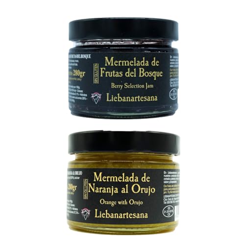 LIEBANARTESANA - Mermeladas Artesanas Pack 2x280g | Naranja al Orujo + Frutos del Bosque | Natural y Tradicional de Cantabria