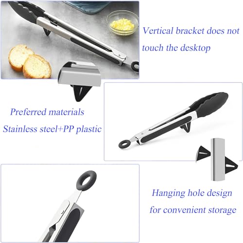 Set of 2 Non-Stick 9 Inch Silicone Kitchen Tongs with Stainless Steel Handles for Air Fryer, Baking, Frying, and BBQ - Image 3