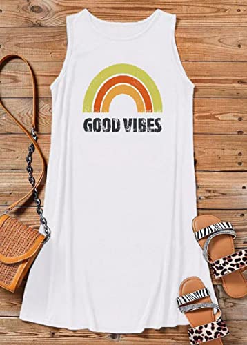 Image of Sun Salt Sand Coconut Tree Sleeveless Mini Dress Women Casual Summer Beach Vacation Dress Workout Tank Dress