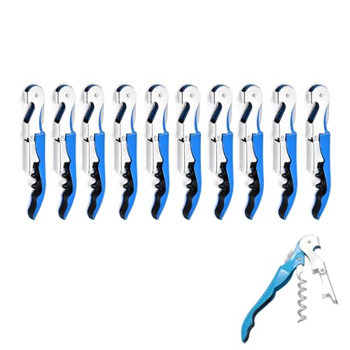 ApribotTiglie di Vino, Cavatappi Professionale Set Apribottiglie di Vino, Cerniere in Acciaio Inossidabile Chiave di Vino per Camerieri del Ristorante, Sommelier, Baristi (blue 10 pieces)