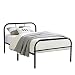 Produktbild Coavas Einzelbett 90 x 200 cm, Single Bett, Metallbett Rahmen, Single Rubust Bettstellen mit 2 Kopfteil, für Erwachsene und Kinder Jugendliche, Schwarz