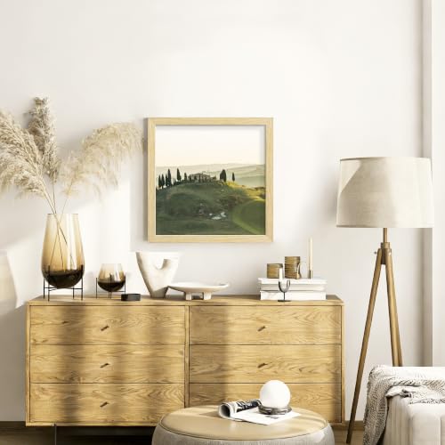 Image of 12x12 Picture Frame Set of 4, Natural Solid Wood Frames, Wall Mount