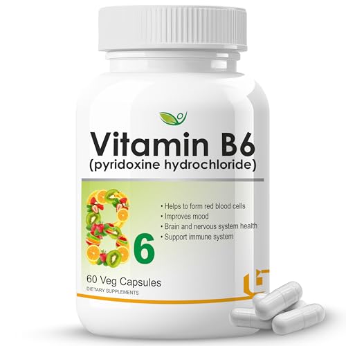 Image of Biotrex Nutraceuticals Vitamin B6 (Pyridoxine Hydrochloride) Supplement | 60 Veg Capsules