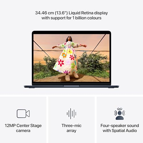 Image of Apple 2026 MacBook Air 13″ Laptop with M5 chip: AI and Apple Intelligence, 34.46 cm (13.6″) Liquid Retina Display, 16GB Unified Memory, 512GB SSD Storage, 12MP Center Stage Camera, Touch ID; Midnight
