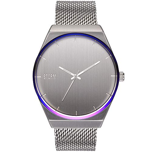STORM CIRERO Montre pour homme avec grand cadran épais, bord coloré laser et bracelet en maille...