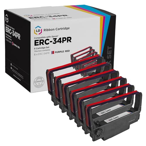 Cartuchos de cinta impresora compatibles Epson ERC-34 PURPURA Y ROJO miniatura 1