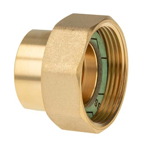 tecuro Pumpenverschraubung ÜWM 1 1/2 x IG 1 Zoll DN 25 -flachdichtend - Messing blank