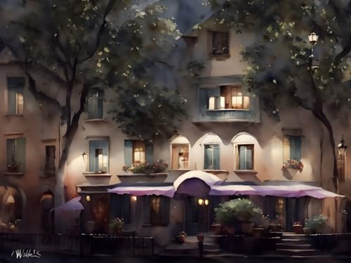 Peinture aquarelle Old Town affiche murale 50x70 cm poster impression art moderne