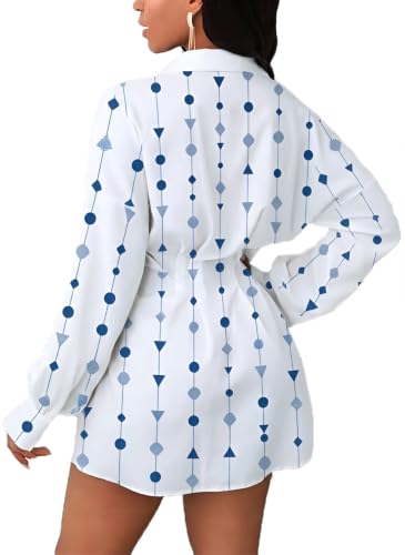 Image of Glozeplus Long Sleeve Button Down Collar Mini Shirt Dress for Women