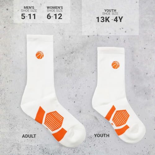 Image of ChalkTalkSPORTS Basketball Socks - Cushioned Mid-Calf Crew - Youth & Adult | Moisture-Wicking Performance Blend, Athletic Basketball Gear, Stay-Up Technology, Arch Support, Breathable, Boys and Men