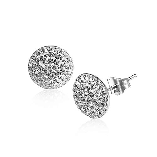 925 Sterling Silver Sparkle Crystal Half Dome Stud Earrings3