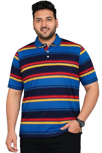 Image of INKKR Plus Size - Men Striped Polo Neck Tshirt