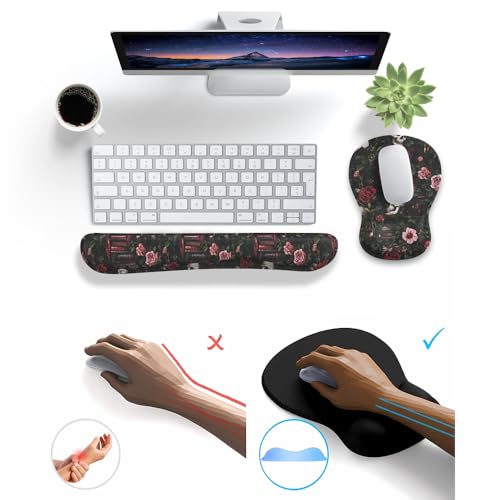 Gothic Skull Rose Ergonomic Mouse Pad with Wrist Rest & Keyboard Wrist Support Set - Non-Slip Gaming Office Desk Mat, Comfortable Memory Foam Cushion for Computer/Laptop Users, Home Office Workers by Mechanical Cattle - Used condition - Image 6